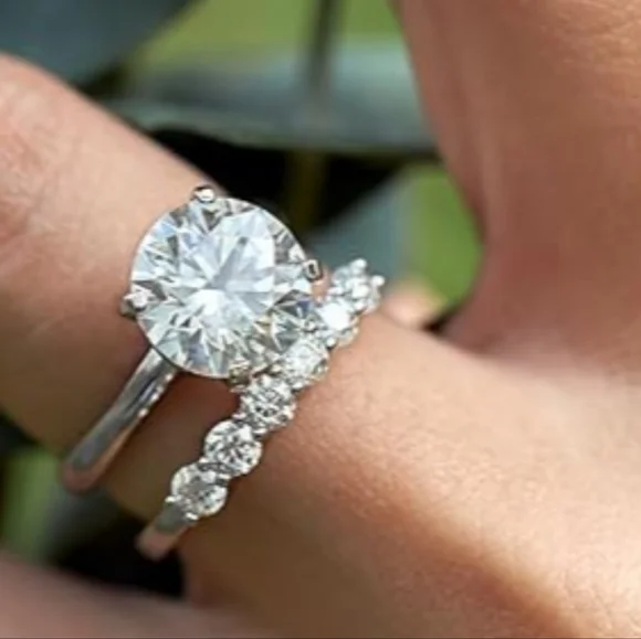 4ct Moissanite CERTIFIED Diamond Ring 18kgp 925 Sterling Silver